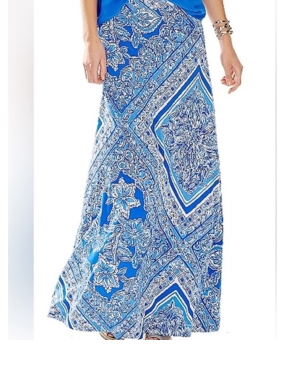 Lilly Pulitzer Blue Paisley Bandana Maxi Skirt